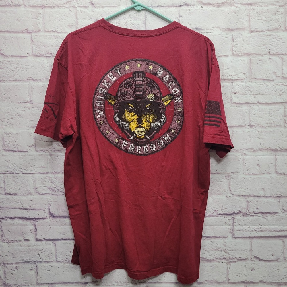 Grunt Style Whiskey Bacon Freedom Graphic Shirt Mens XXL Streetwear Patriotic